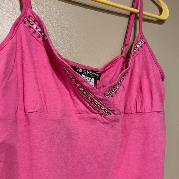 Y2K Self Esteem Pink Beaded Tank Top Size Large - Picture 3 of 11